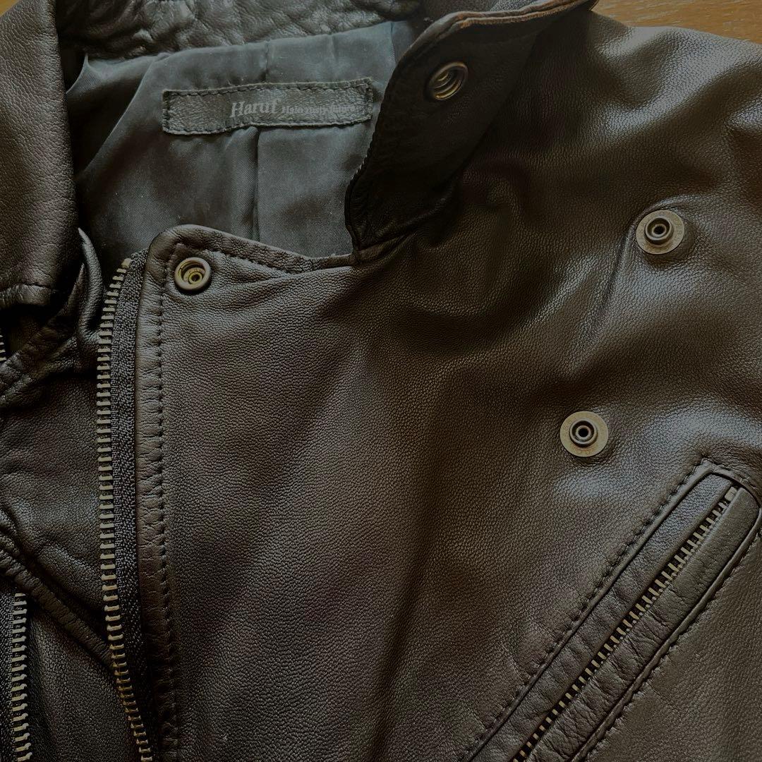 Haruf柔らか山羊革　ブラック レザーライダースジャケットL
