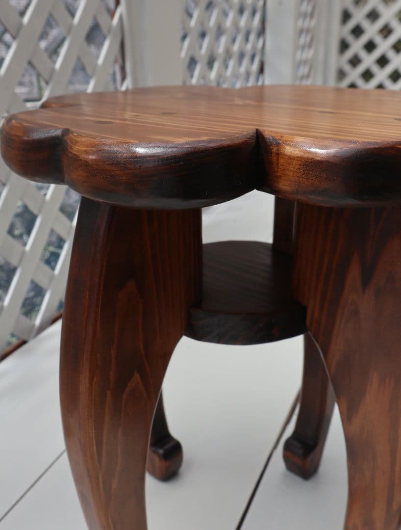 お花のスツール　吉野杉　手作り　奈良