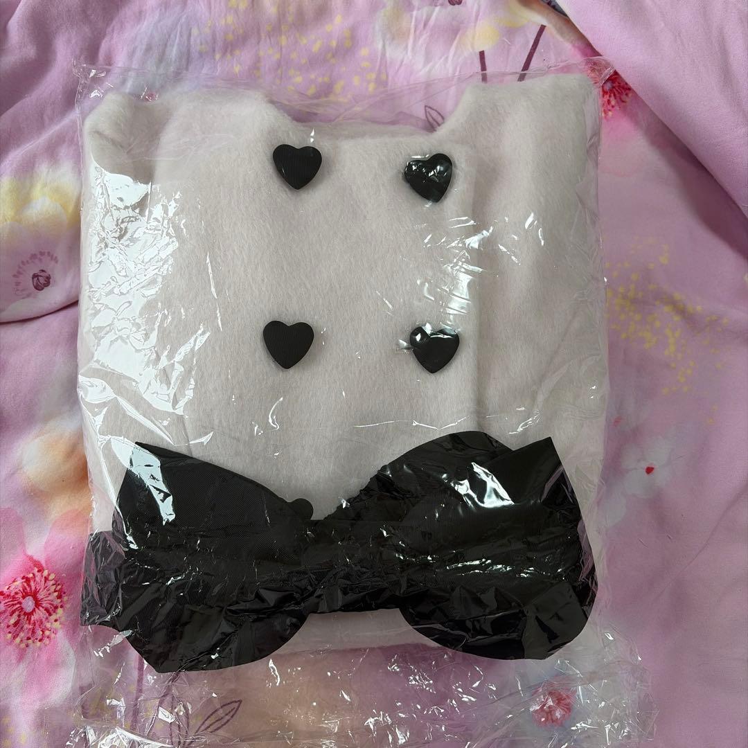 【新品】pium ハートボタンリボンベルトシャギーコート ピンク