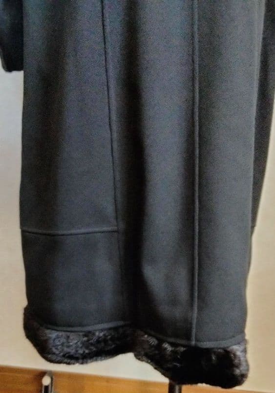 イヴサンローラン　ロングコート　ブラック　F36 ファー襟　ウール　レディース