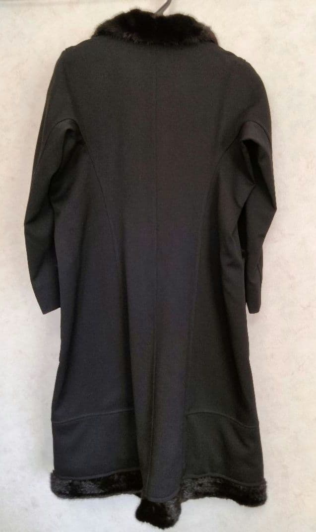 イヴサンローラン　ロングコート　ブラック　F36 ファー襟　ウール　レディース