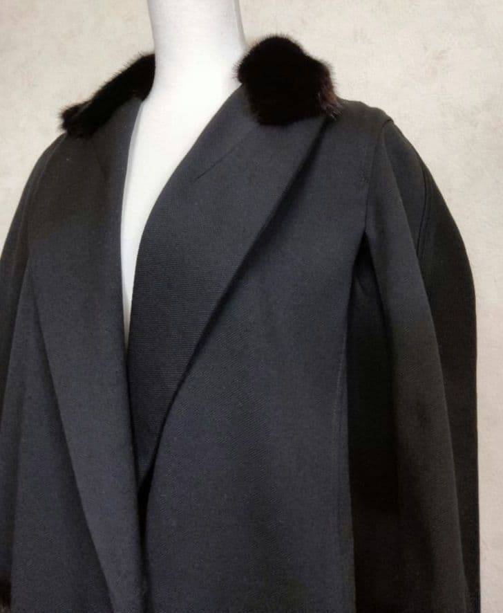 イヴサンローラン　ロングコート　ブラック　F36 ファー襟　ウール　レディース