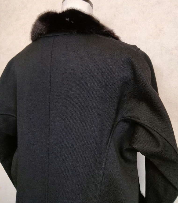 イヴサンローラン　ロングコート　ブラック　F36 ファー襟　ウール　レディース