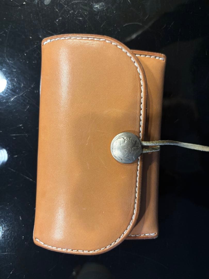 たまや 美品中財布ゴローズ二つ折り財布 サドル レザー