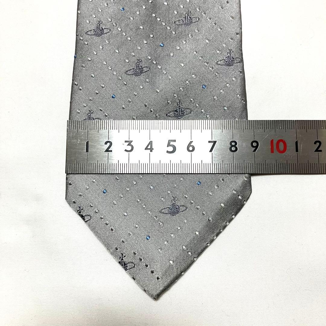 美品 ヴィヴィアン ウエストウッド ネクタイ オーブ シルバー系 ジャガード