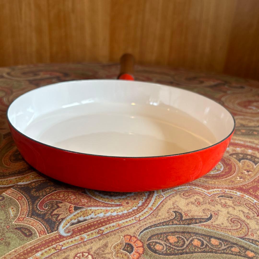 170◆DANSK フライパン25cm 赤いホーロー　ヴィンテージ