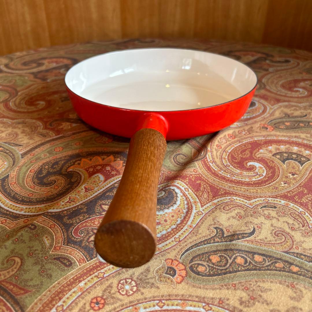 170◆DANSK フライパン25cm 赤いホーロー　ヴィンテージ