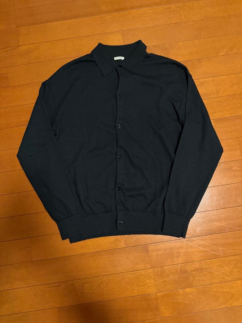 ウーステッドカシミヤ 150 ポロカラー, Black