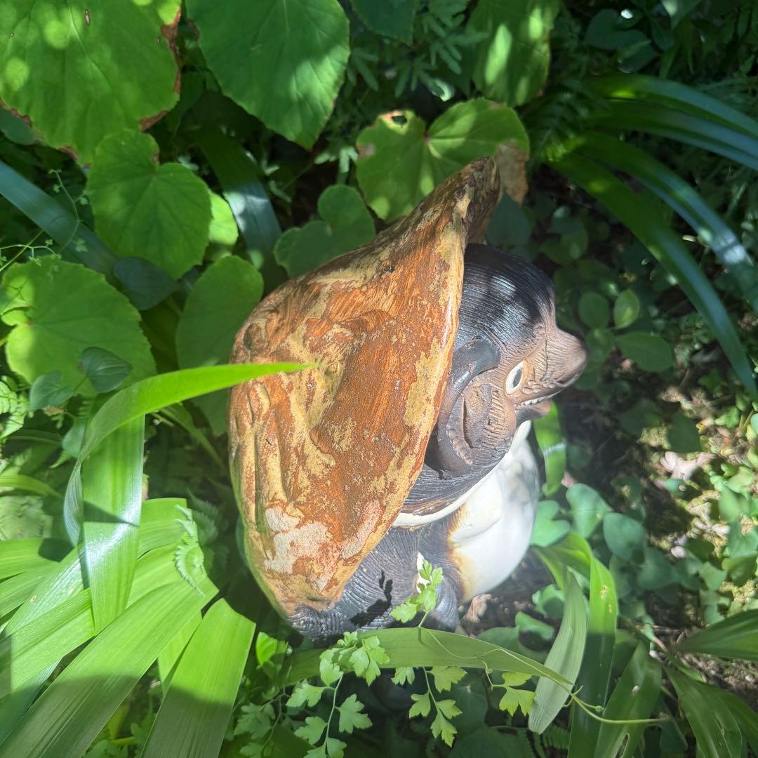 【お引き取り限定】灯篭 2個 たぬき 置物 石