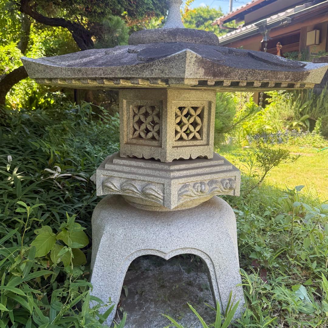 【お引き取り限定】灯篭 2個 たぬき 置物 石