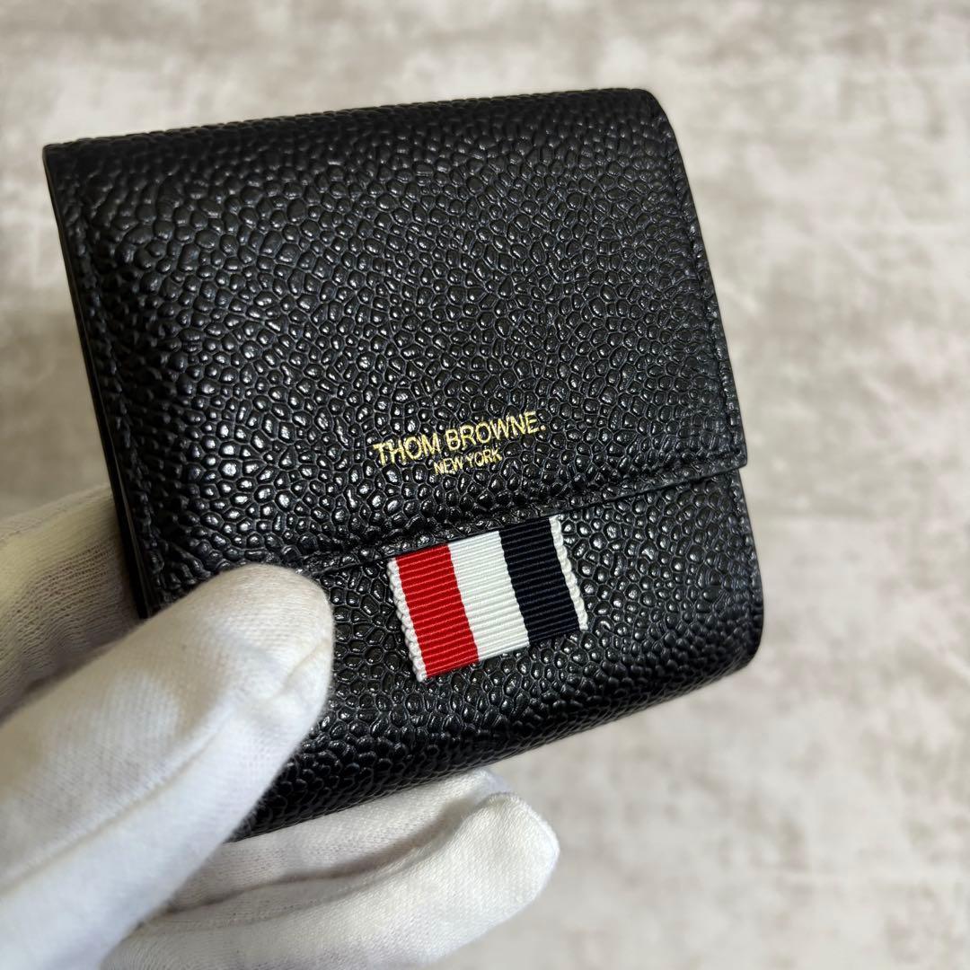 I147 未使用品✨トムブラウン　ケース　財布　コンパクト　レザー　黒