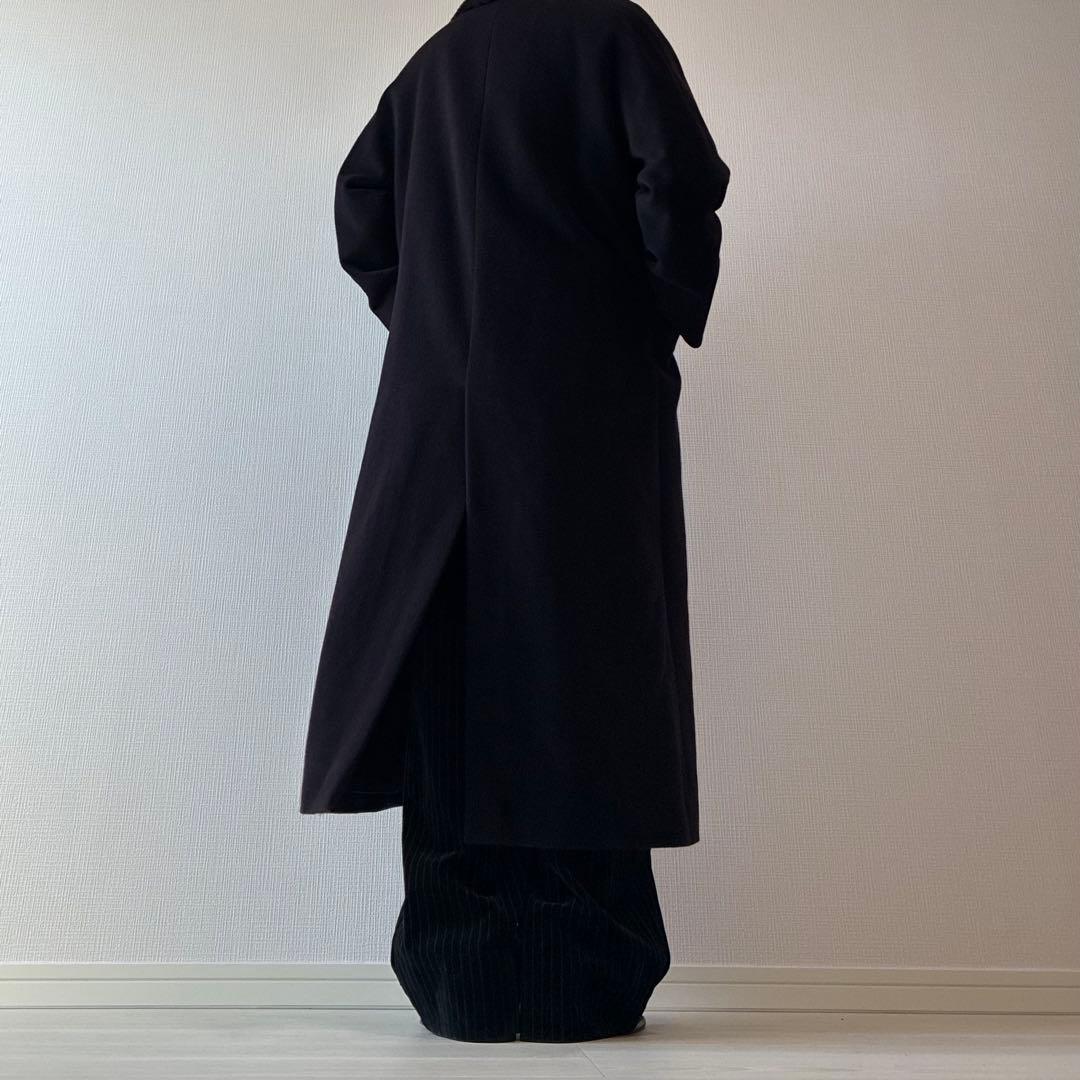 90's ヴィンテージ ステンカラーコート ロングコート ブラック ファー