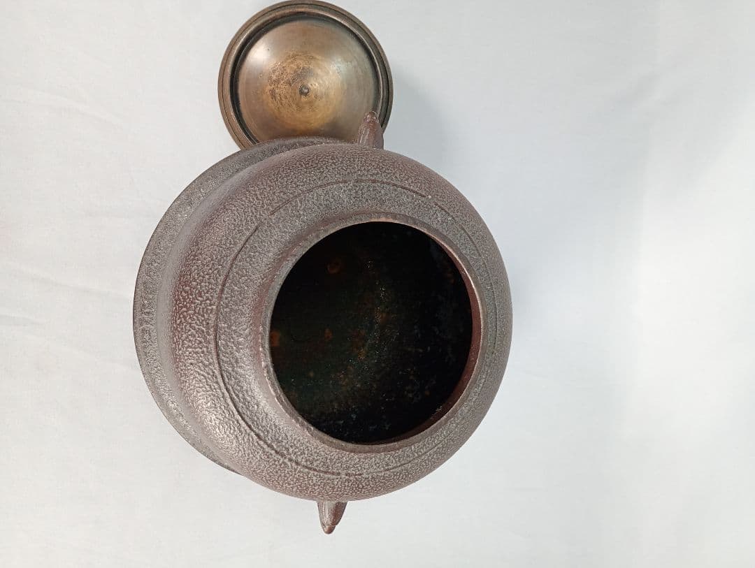 【茶道具】真形羽釜　菊池政光造　茶釜　釜367