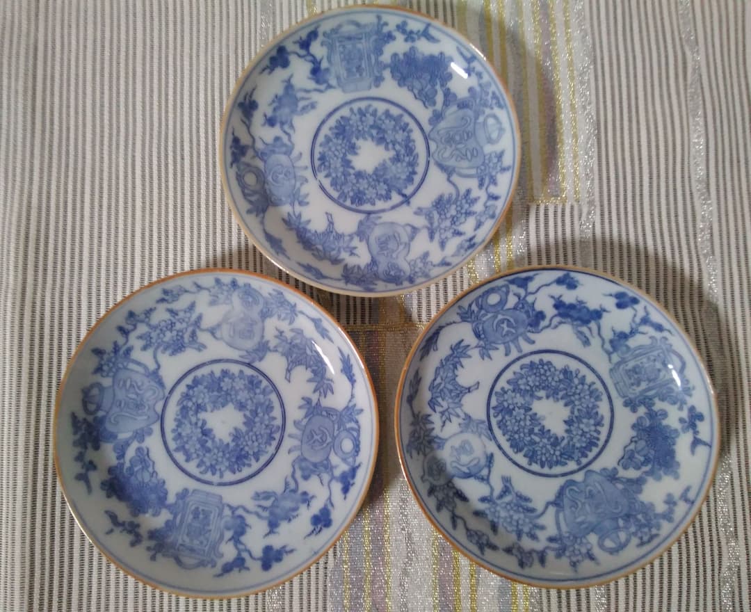 3枚ご成約済【5枚】明治期　印判小皿【骨董　小皿】