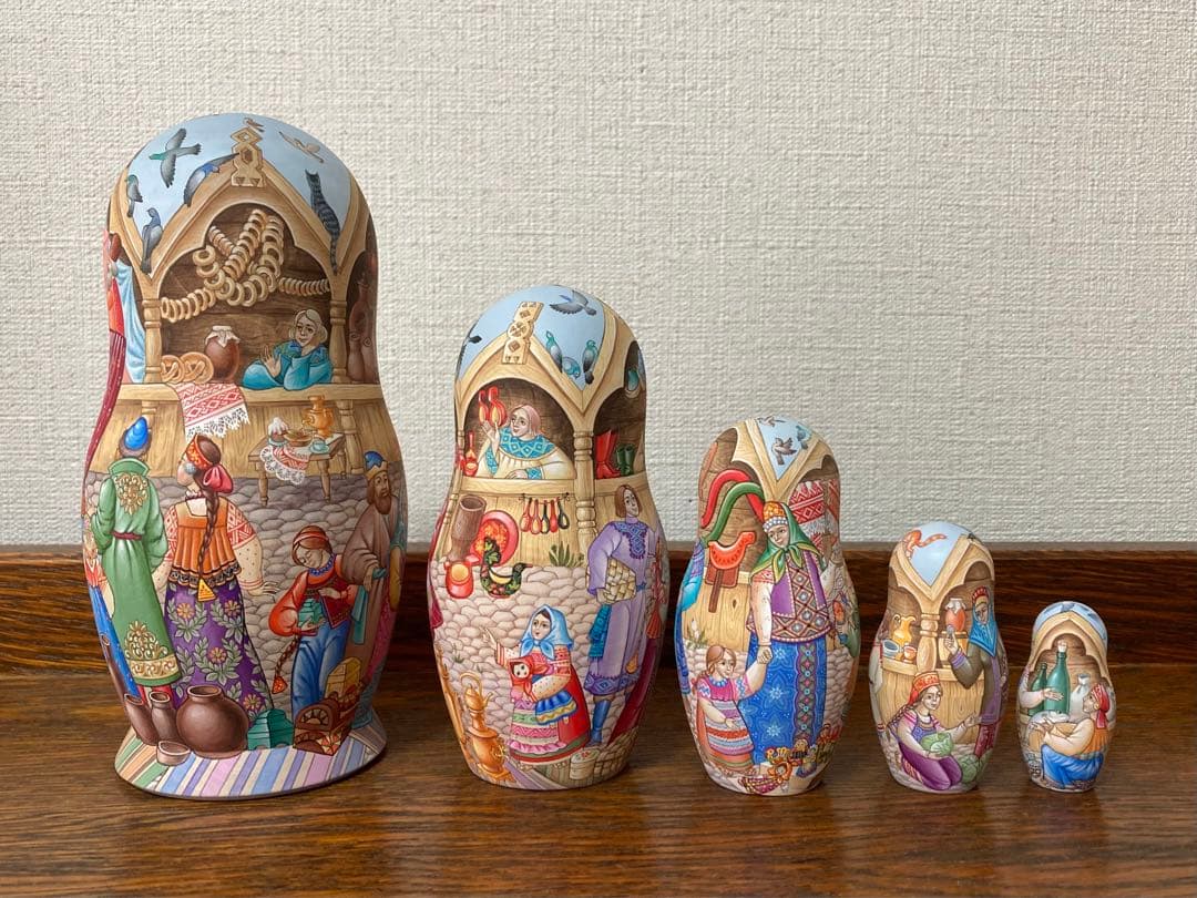 ロシア雑貨☆イコン マトリョーシカ 見本市(5P)H17cmオルガ作コブロフ工房