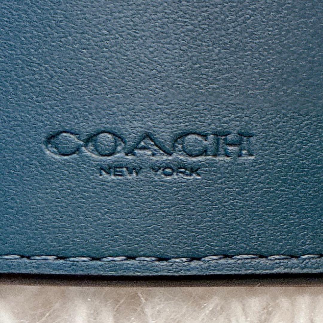 【美品】COACH ミニ トライフォールド ウォレット 三つ折り財布　ネイビー