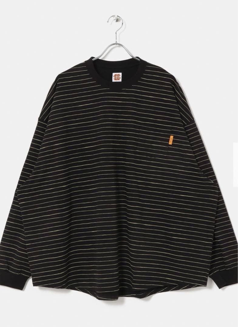 SEESEE SUPER BIG ROUND ロンT ボーダー L ブラック