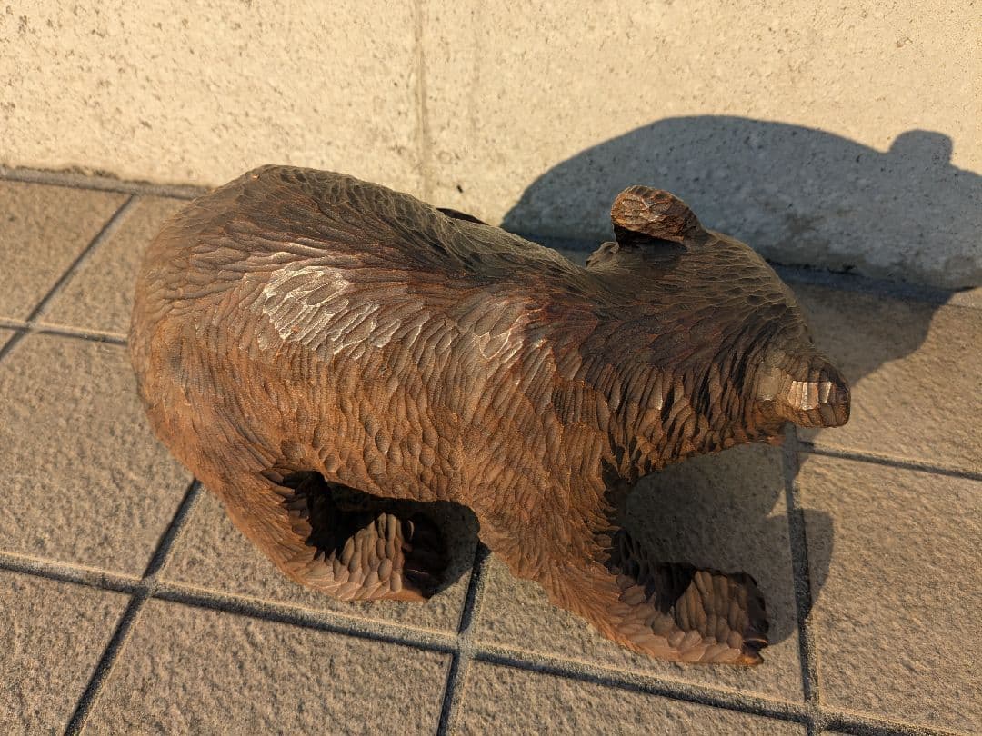 貴重◎ 最高級熊1965年 在銘『秀峰』作 木彫り 熊 置物 細密細工 木工芸