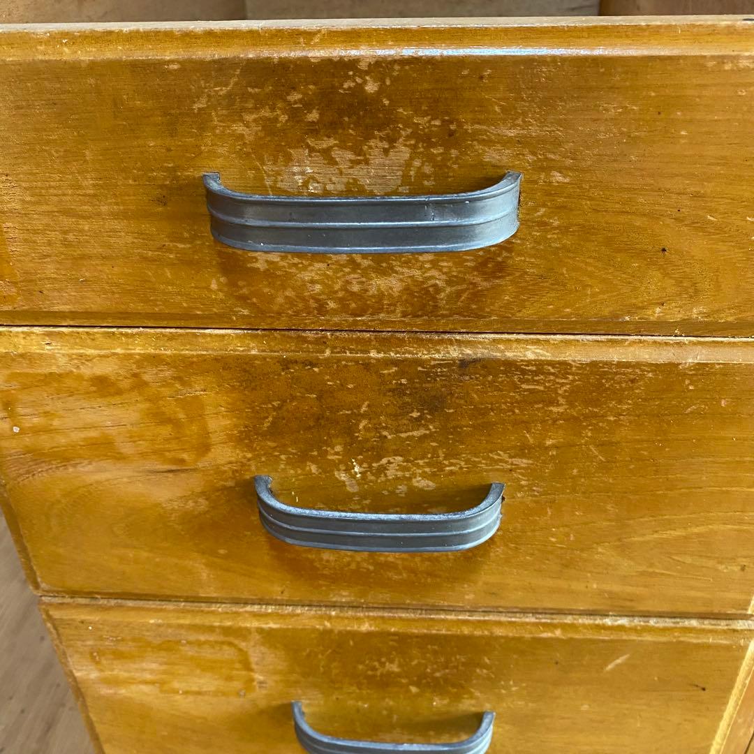 アンティーク サイドチェスト 袖机 書類棚 昭和レトロ z822