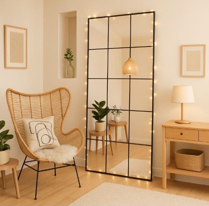 姿見　格子　18枚ミラー　海外風　大型ミラー