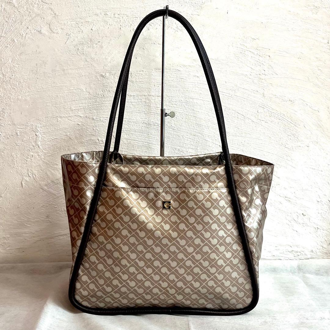 ゲラルディーニトートバッグソフティPVCレザーベージュブラウンダークブラウン