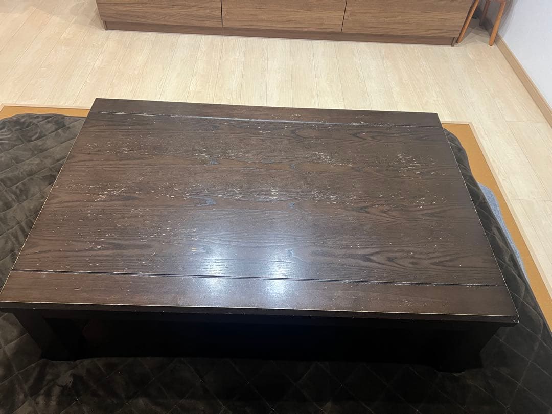 ダークブラウンこたつ木製ローテーブル