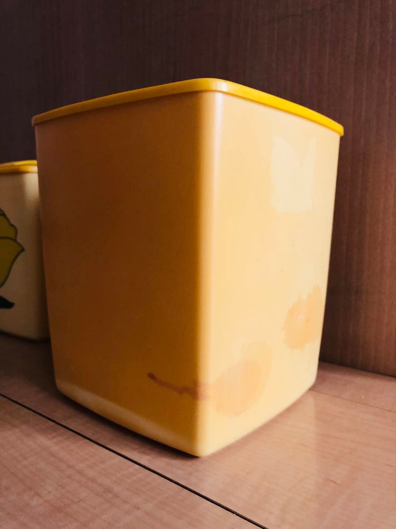 1970‘sレトロ花柄プラスチック保存容器セット 4個