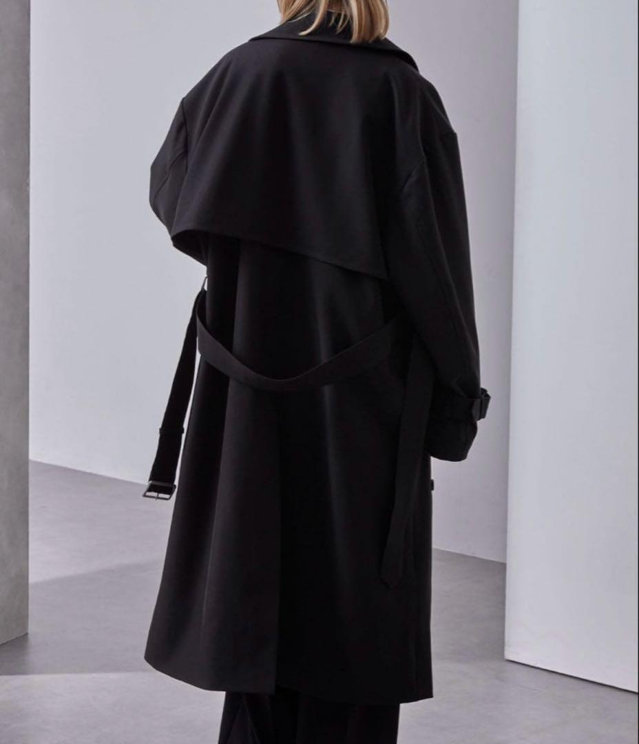 【Loose】モード オーバー ハイネックトレンチコート ブラック L