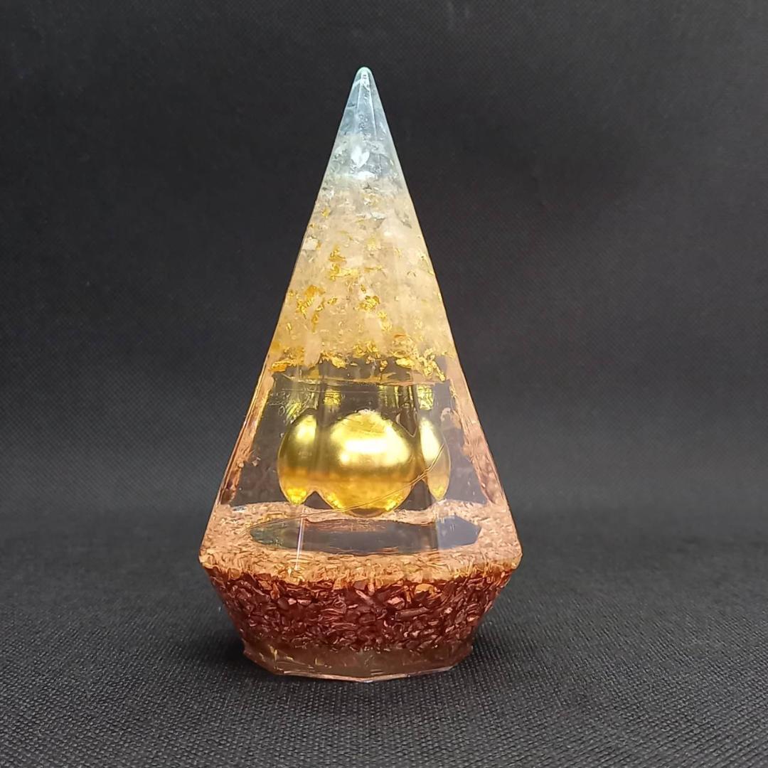 最強金運アップ オルゴナイト『金運神降臨』 金運風水八角錐オルゴナイト No23