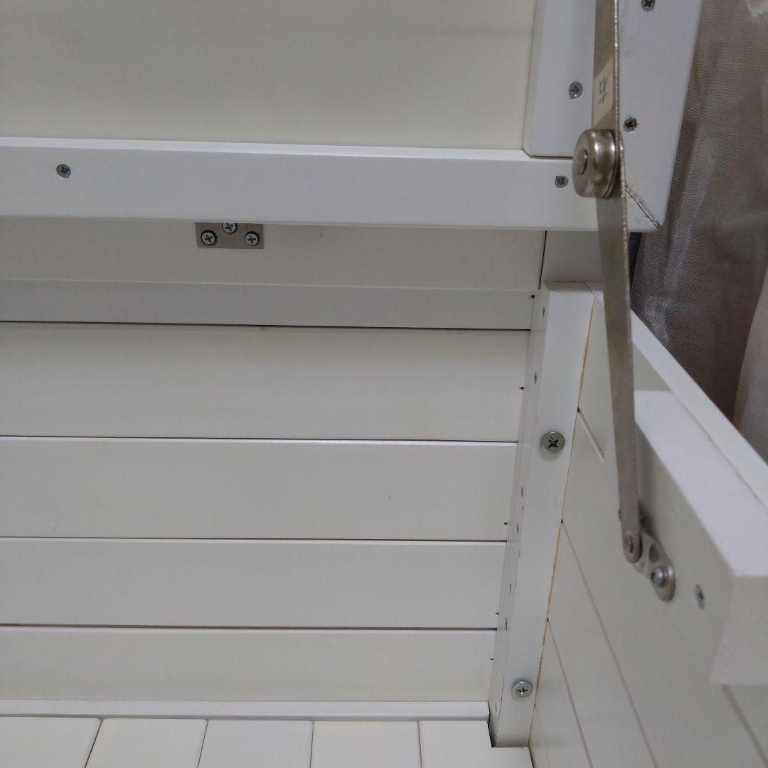 ホワイト木製収納付きベンチ