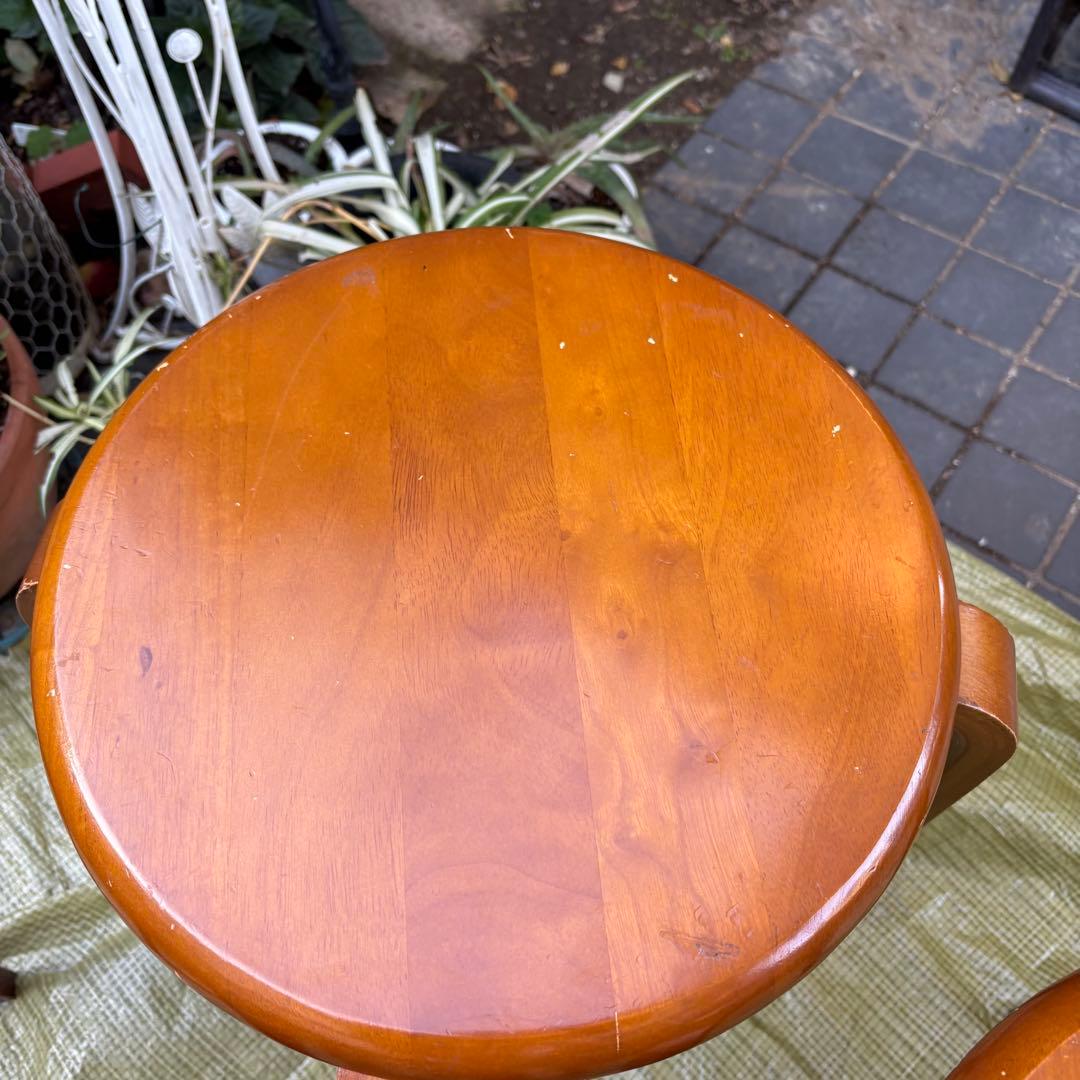 丸椅子 レトロ 5脚セット 木製 スツール シンプル チェア　アンティーク