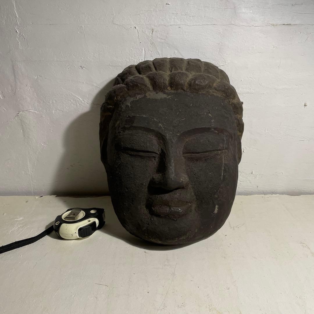 珍品 大きめ 仏頭 お面 35cm 骨董品 アンティーク