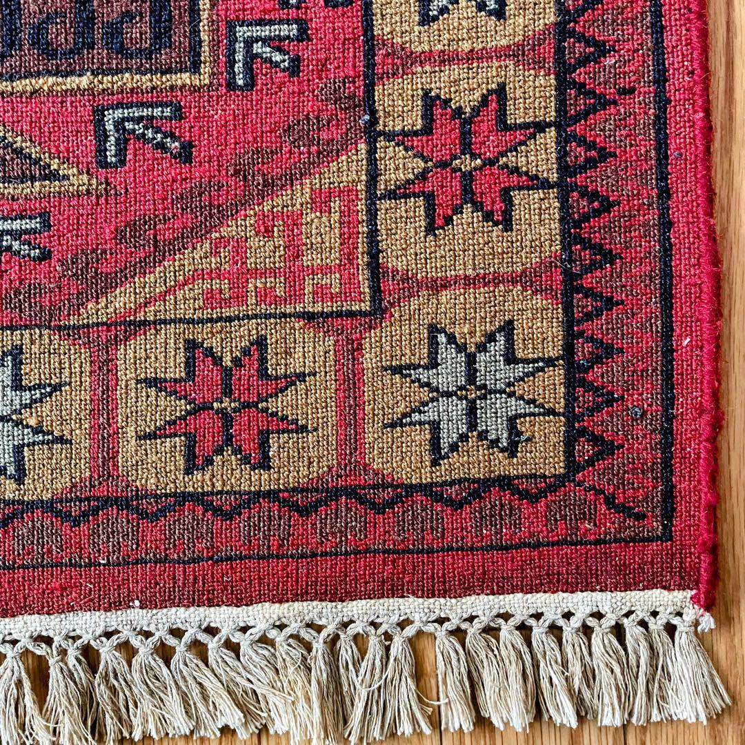 バルーチ産 玄関マット ペルシャ絨毯 本物 手織り トライバルラグ