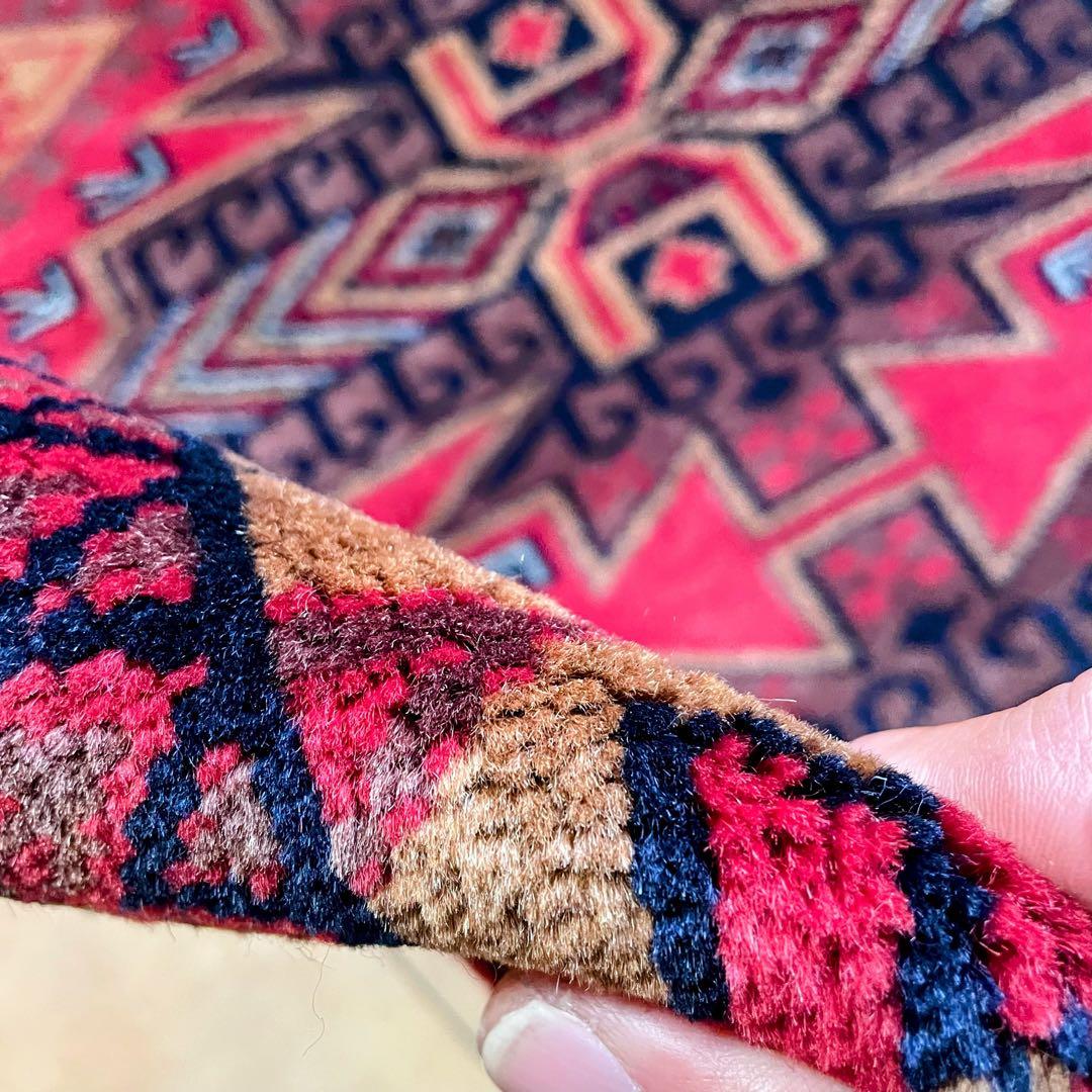 バルーチ産 玄関マット ペルシャ絨毯 本物 手織り トライバルラグ