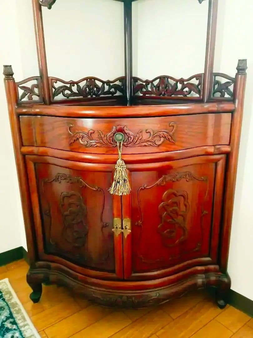 〜momo〜飾棚【シノワズリ】猫脚コーナーキャビネット