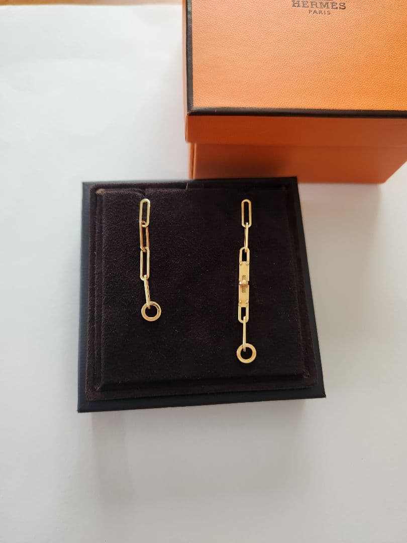 エルメス ケリー シェーヌ　k18 ピアス　ケリーシェーヌ　地金　ゴールド