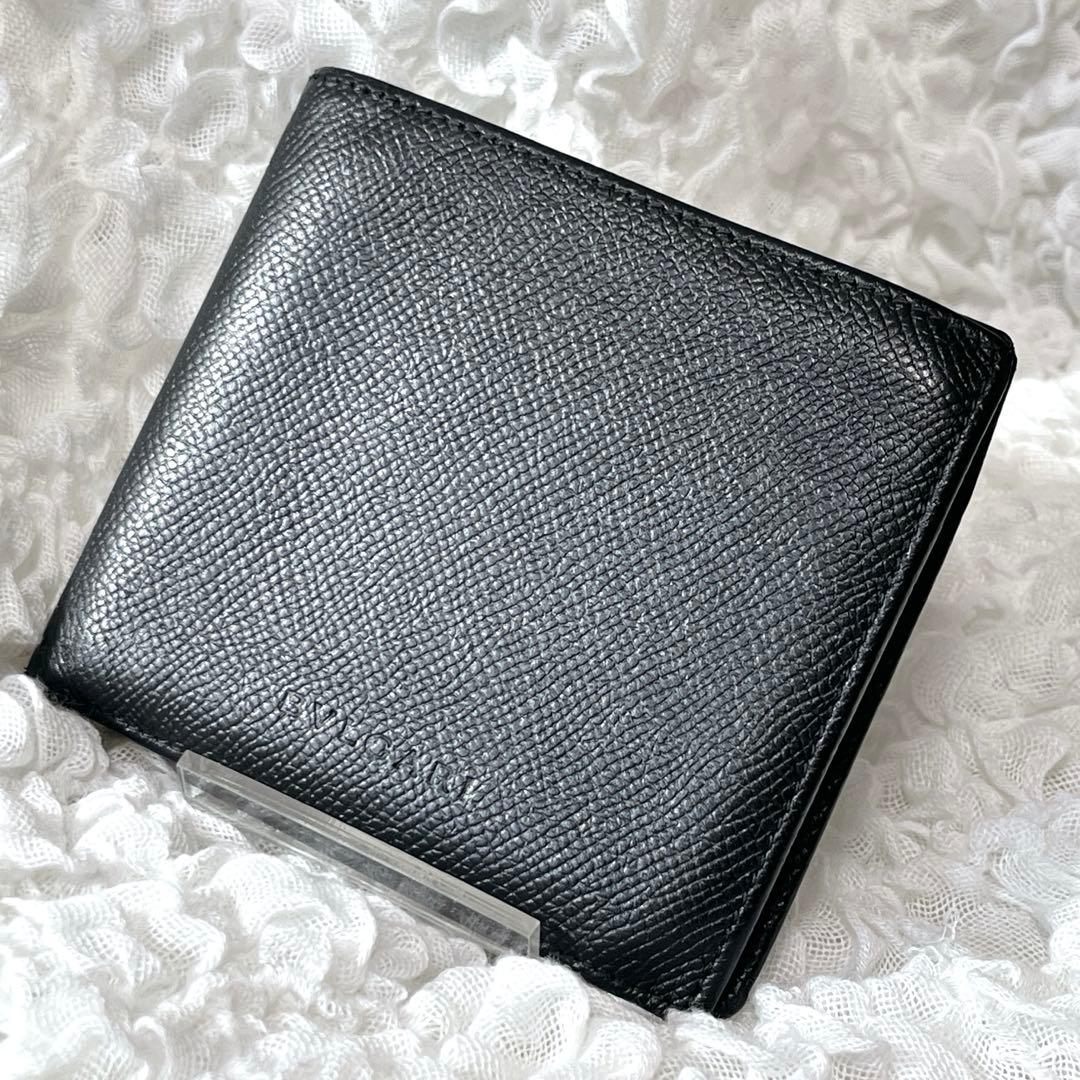美品✨ BVLGARI ブルガリ 2つ折財布 レザー 小銭入れ付 黒 メンズ