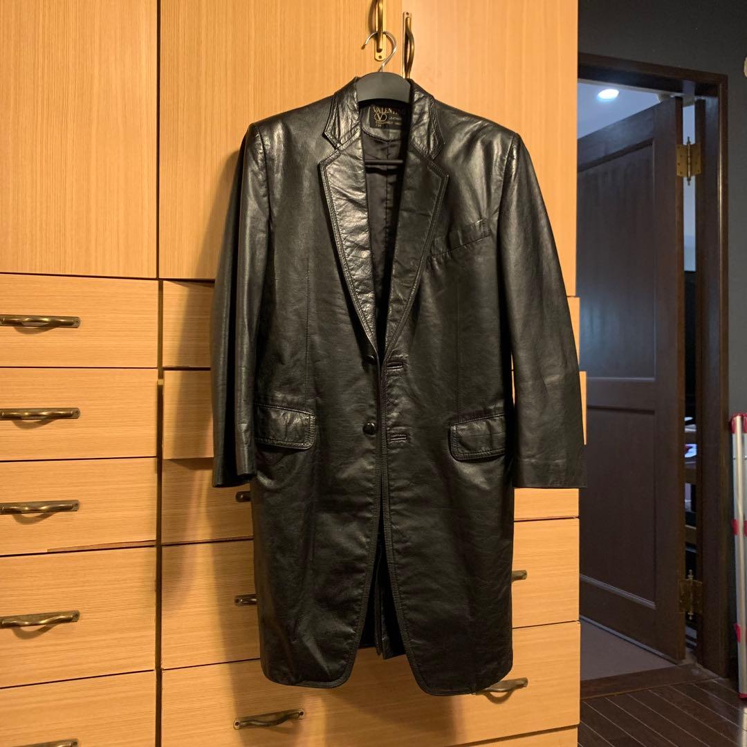 あ　最高級　VALENTINO ヴァレンティノ　黒　レザー　コート