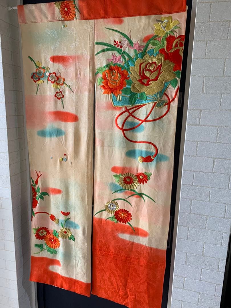 【リメイク】アンティーク暖簾　子ども晴れ着