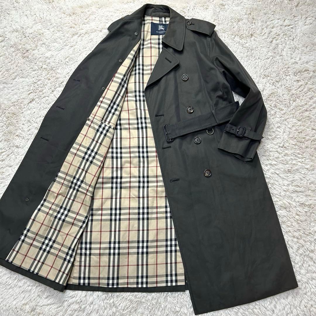 【丈長め】バーバリー ロンドン チャコールグレー トレンチコート ノバチェック