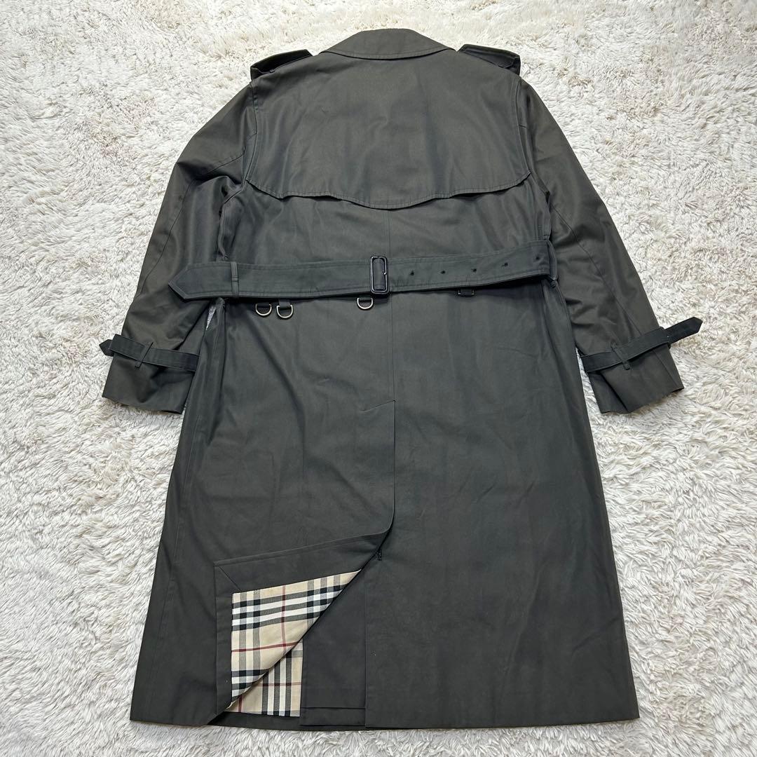 【丈長め】バーバリー ロンドン チャコールグレー トレンチコート ノバチェック