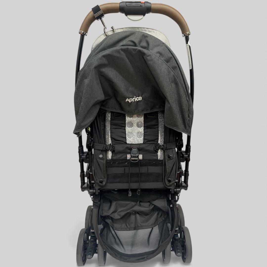 【美品】 Aprica ラクーナクッション ベビーカー グレー レザーハンドル