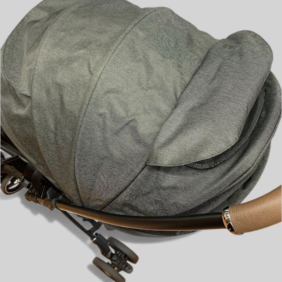【美品】 Aprica ラクーナクッション ベビーカー グレー レザーハンドル