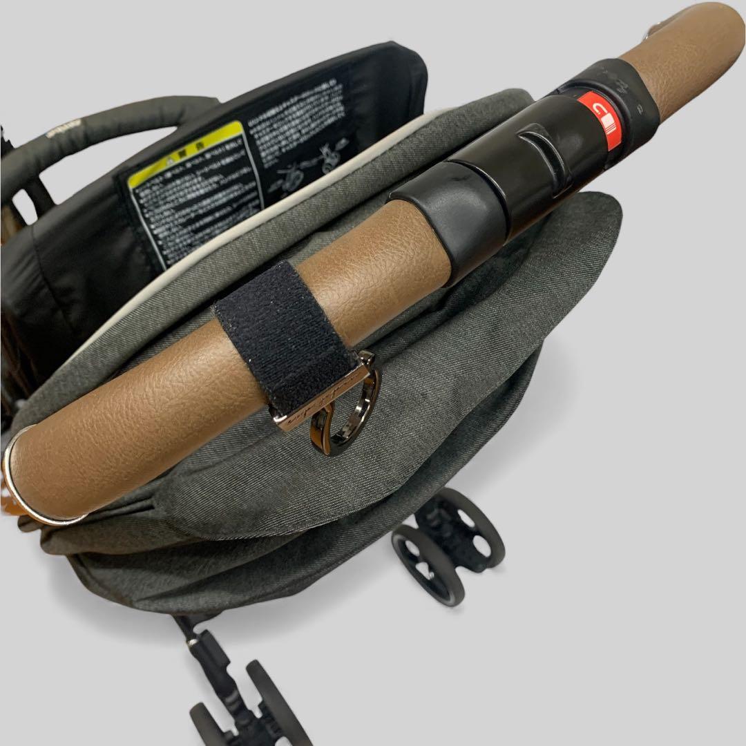 【美品】 Aprica ラクーナクッション ベビーカー グレー レザーハンドル