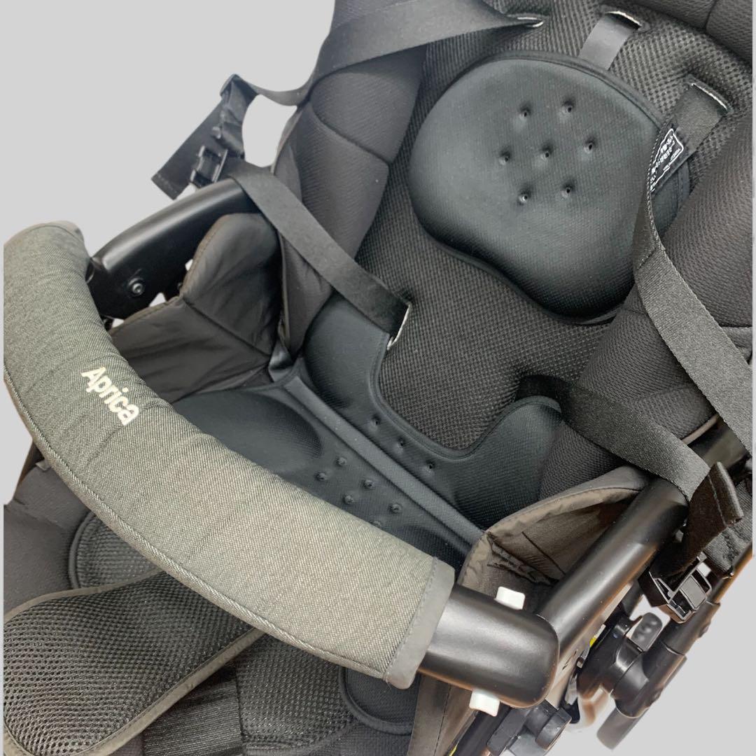 【美品】 Aprica ラクーナクッション ベビーカー グレー レザーハンドル