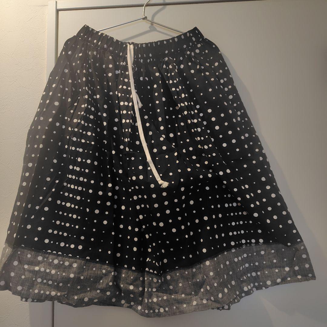 コムデギャルソン　ブラック コットンドットスカート 膝丈