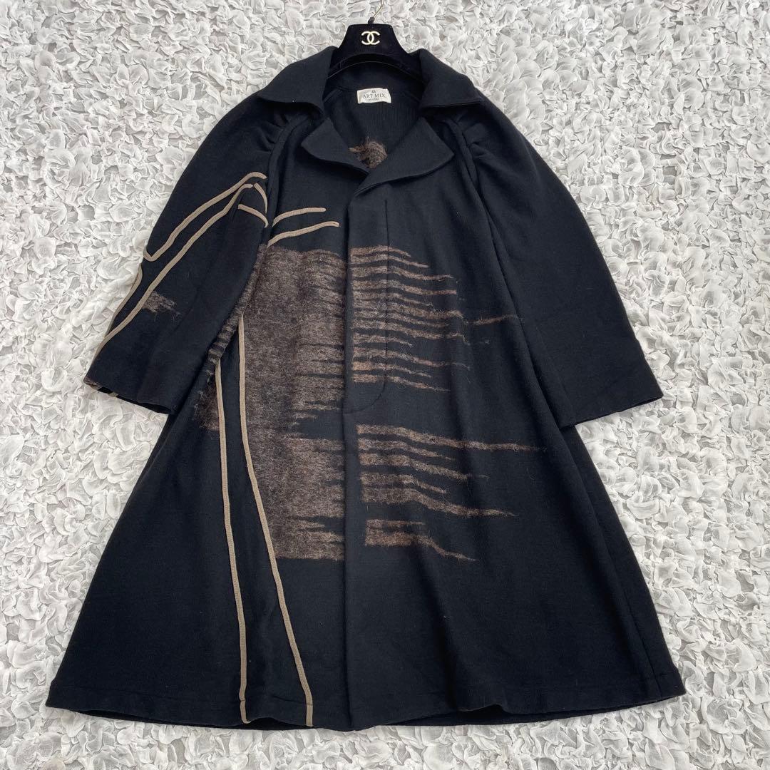 萌　モユル　ART MIX MOYURU ロングコート　ビックシルエット　アシメ