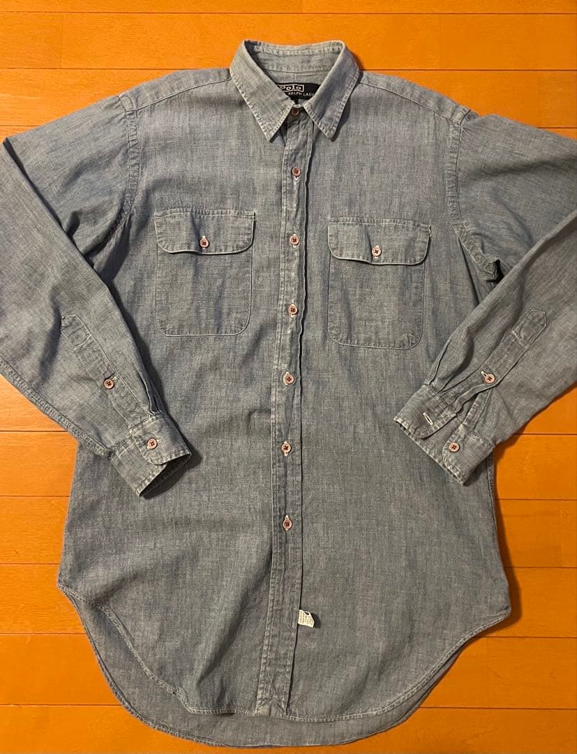 ラルフローレン　シャンブレーシャツ　タグ大文字　ヴィンテージ