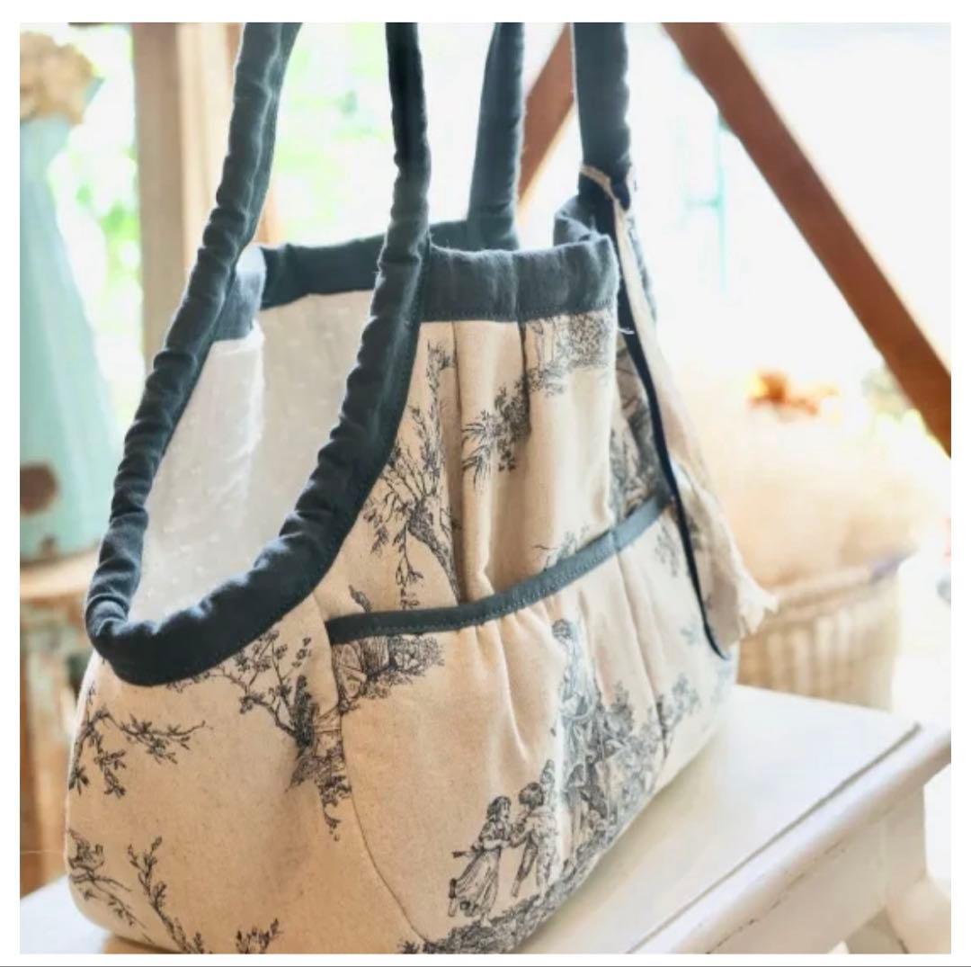 blue bleu bleue フレンチファブリック・キャリーバッグ