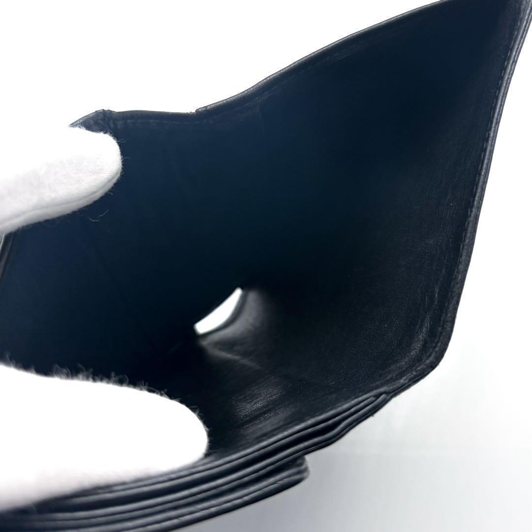 【美品✨】シャネル 財布 ココステッチ キャビア Wホック 二つ折 BL 黒